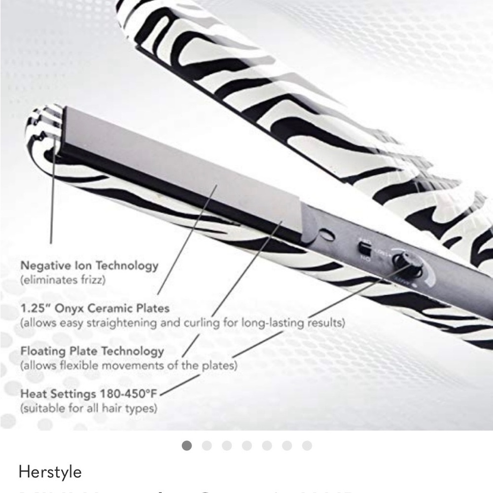 NWOB -HAIRSTYLER 🦓 Mini Black and White Ceramic Hair Straightener- 2.5A 250V